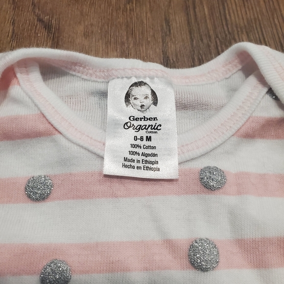 Gerber Baby Girl Cotton Sleep Sack Pink Striped Silver Sparkle Polka Dot Infant - Picture 3 of 7